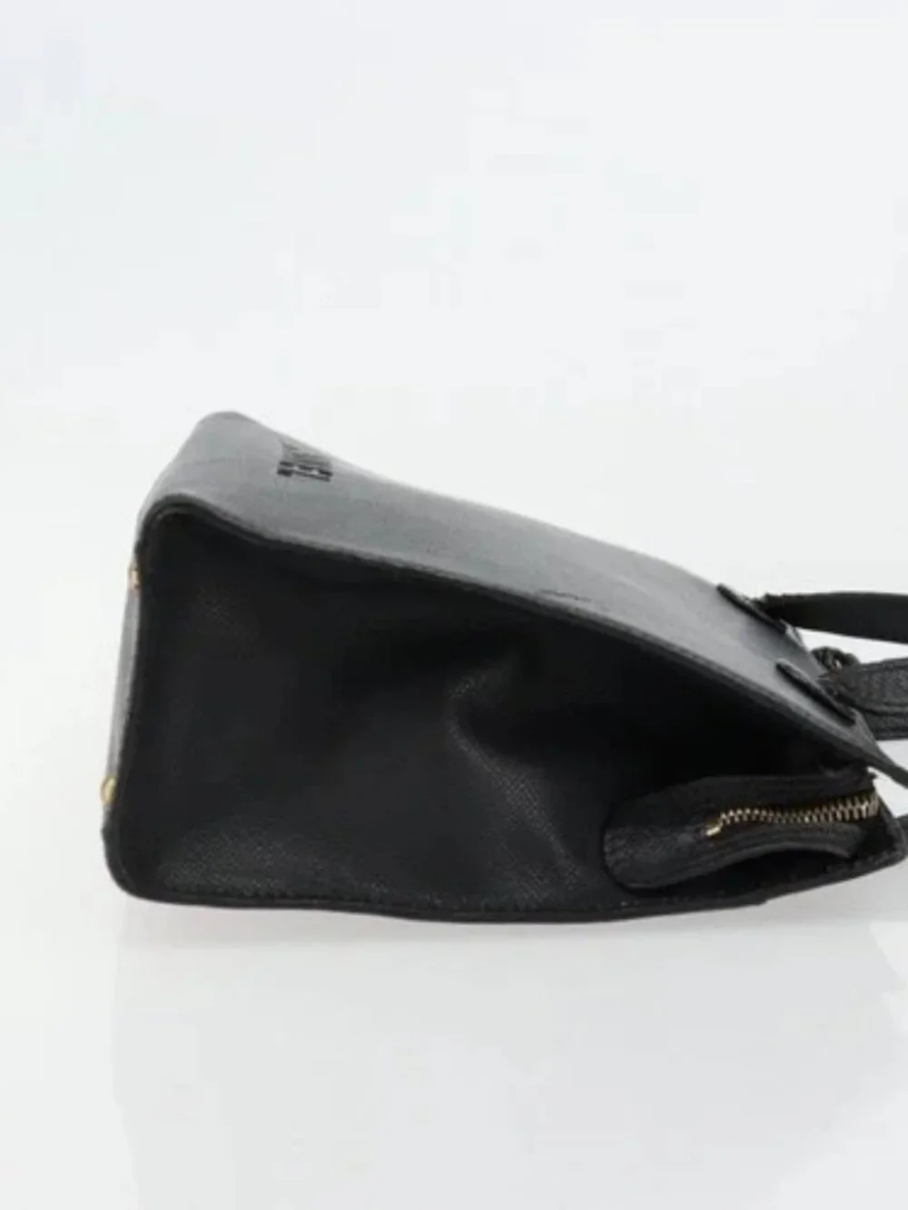 CHANEL Tote Bag Grained Calf Skin Black Gold CC Auth 178022